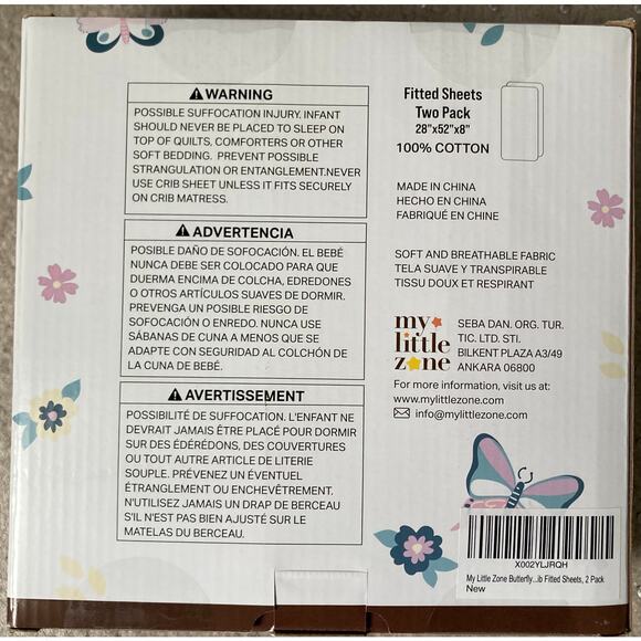 Crib Fitted Sheets 2 Pack My Little Zone Butterflies - Picture 3 of 3